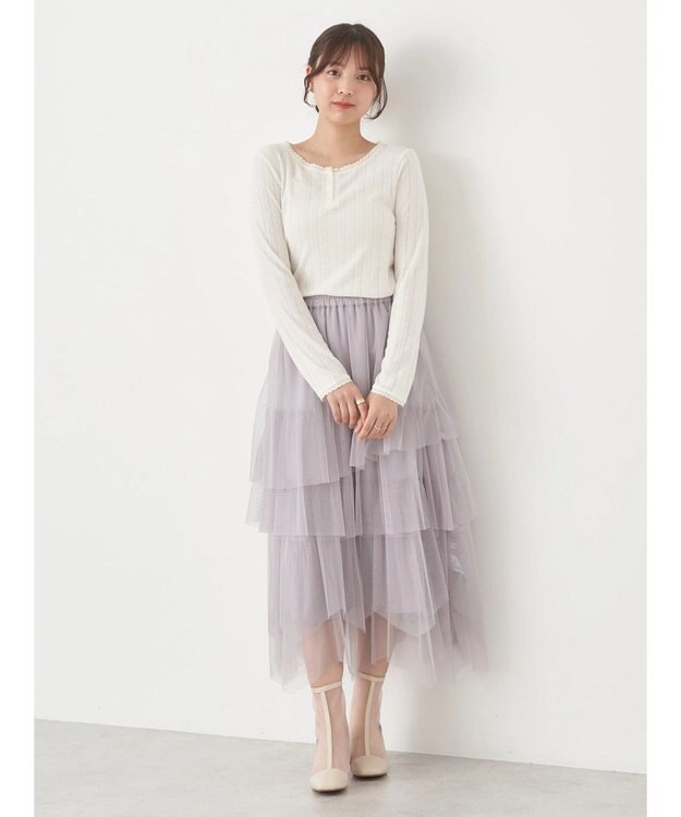 earth music&ecology アイレットジャガードタイトプルオーバー Ivory