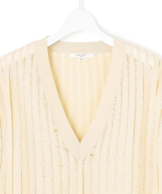 23区 【SLOW/一部店舗限定】フリンジニット ジレ アイボリー系