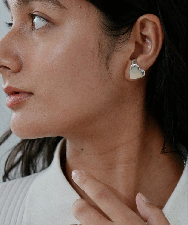 シルバー925 ハートプレートイヤーカフリング / yoaa | ファッション