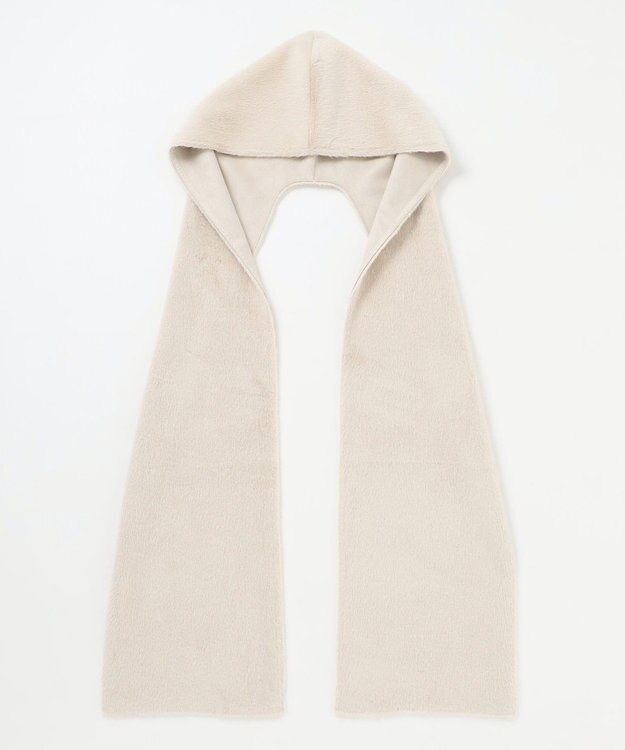 自由区 エコミンクフード付き ストール ベージュ系