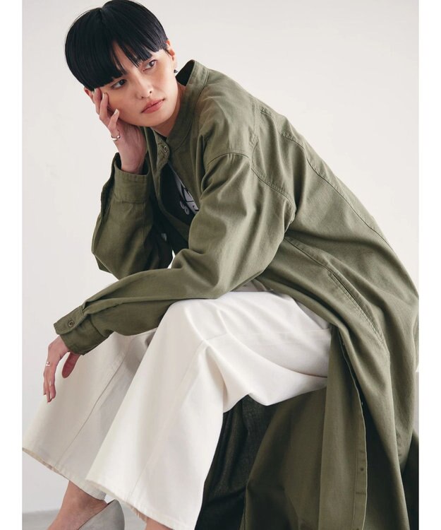 AMERICAN HOLIC ツイルＷポケットＡラインワンピース Khaki