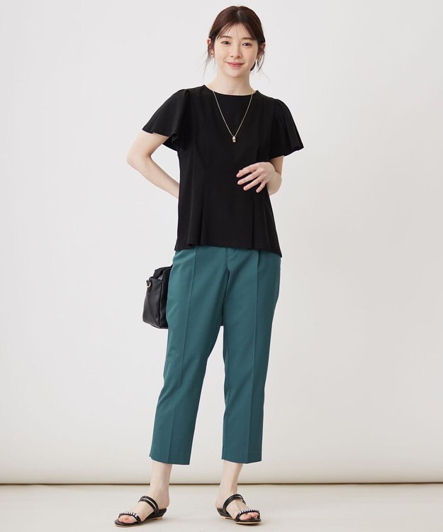 ANY SIS 【接触冷感】美人 フリルスリーブ カットソー ブラック