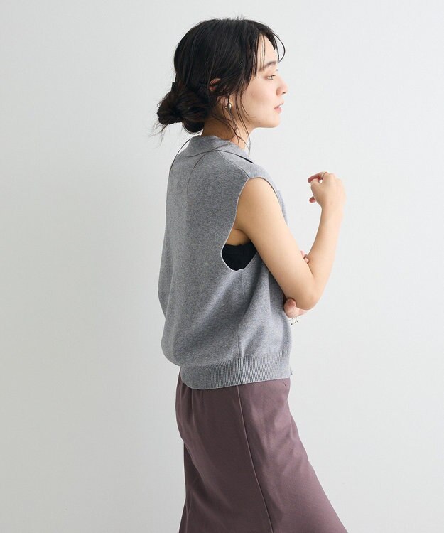 CRAFT STANDARD BOUTIQUE 衿付きジップベスト Gray Mixture