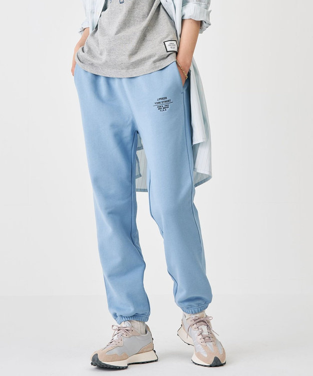 J.PRESS YORK STREET 【UNISEX】裏毛ロゴ刺繍スウェットパンツ ブルー系