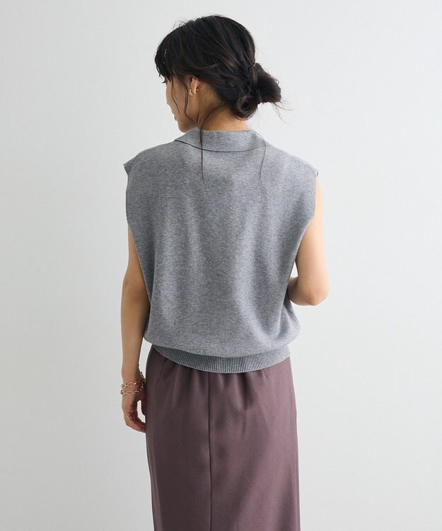 CRAFT STANDARD BOUTIQUE 衿付きジップベスト Gray Mixture
