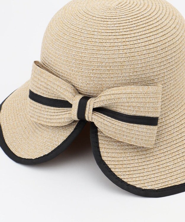 ANY SIS 【洗える】リボンブレード ハット ナチュラル×ブラック