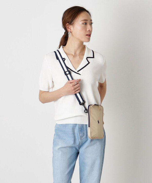 MOONBAT 【WEB限定セット/UV遮蔽率100％】POLO RALPH LAUREN （ポロ ラルフローレン）サコッシュ付き 晴雨兼用 折りたたみ傘 ポロポニー ベージュ