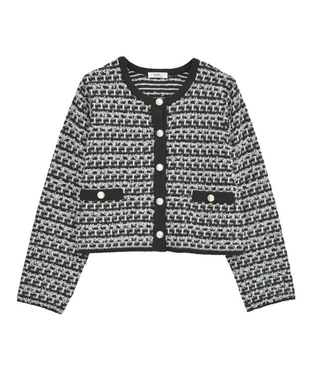 earth music&ecology ニットツイードジャケット Black