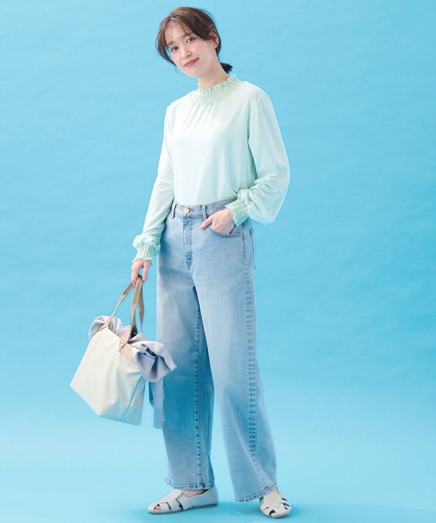 ANY 【洗濯機可】シャーリングデザインプルオーバー サックス