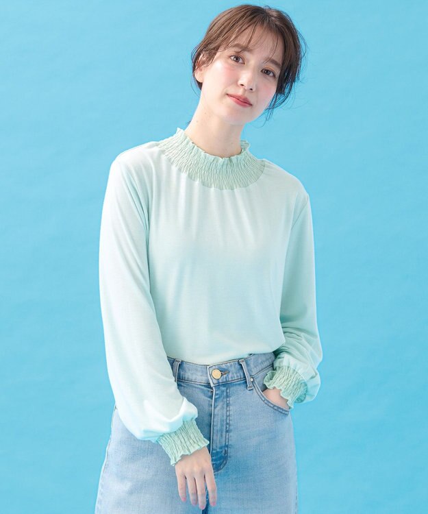 ANY 【洗濯機可】シャーリングデザインプルオーバー サックス