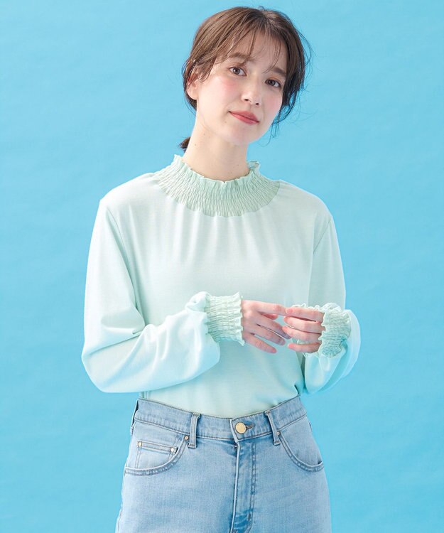 ANY 【洗濯機可】シャーリングデザインプルオーバー サックス