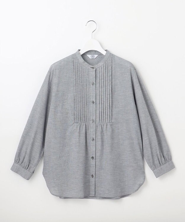 J.PRESS LADIES 【洗える】BEZピンチェック ピンタック ブラウス ネイビー系3