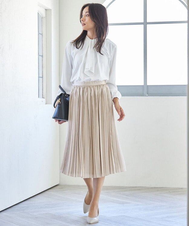 ANY L 【ウエストゴム】プリーツスカート ベージュ