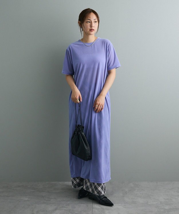 CRAFT STANDARD BOUTIQUE ベロアハーフスリーブワンピース Purple