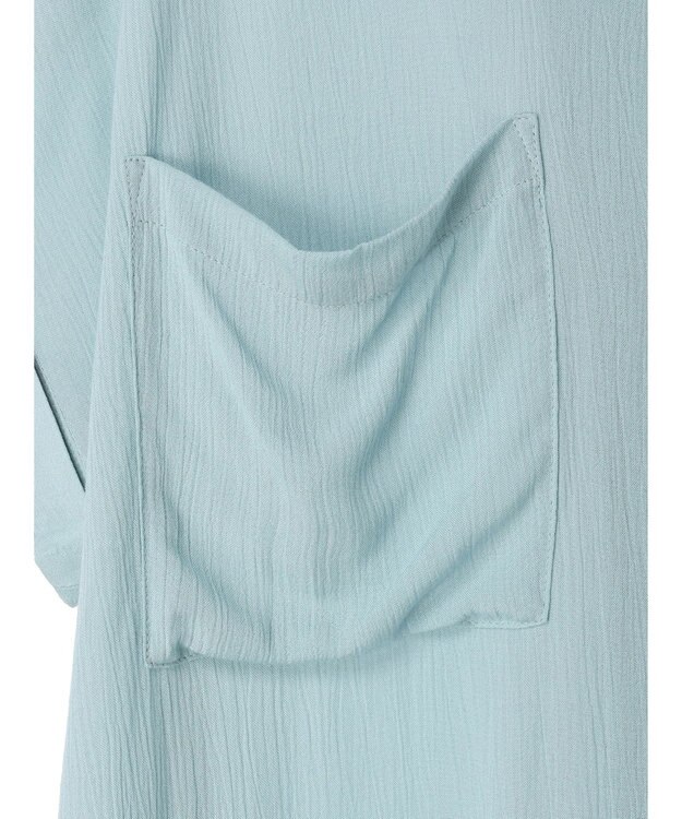 AMERICAN HOLIC 楊柳Ｗポケット開襟ワンピース Sax