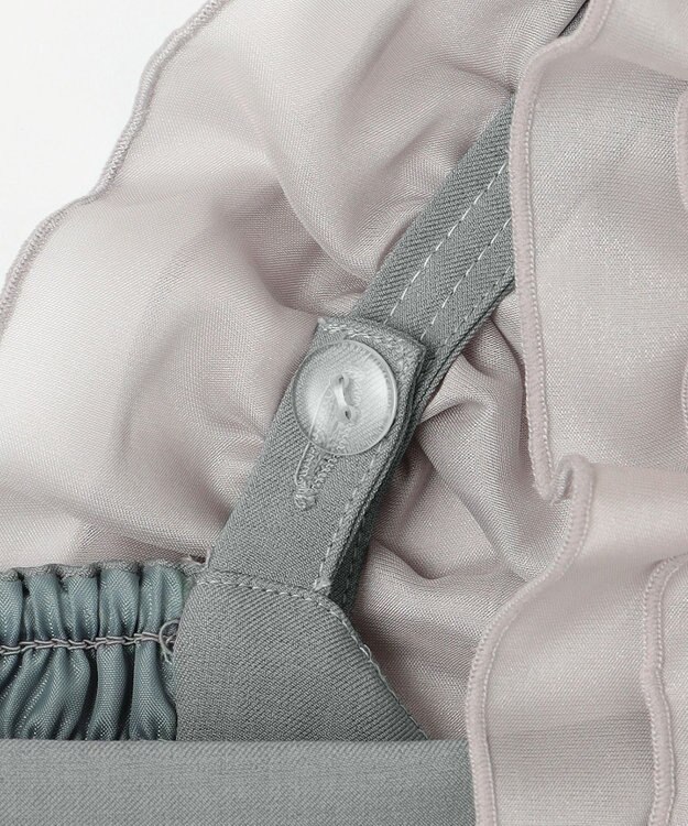 Feroux 【洗える】フリルショルダー サロペット ライトグレー系