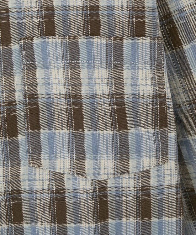 AMERICAN HOLIC フリンジヘム起毛チェックシャツ Check Blue