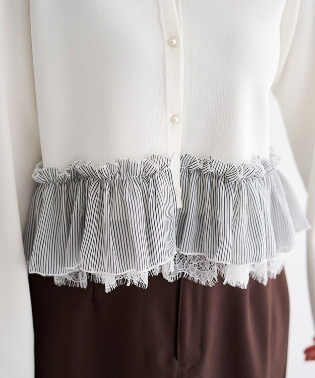 YECCA VECCA レースレイヤードラッフルカーディガン Off White