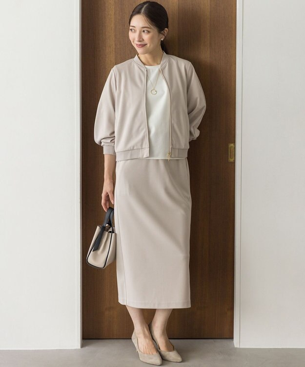 組曲 ジョーゼットジャージーナロータイト スカート ベージュ系