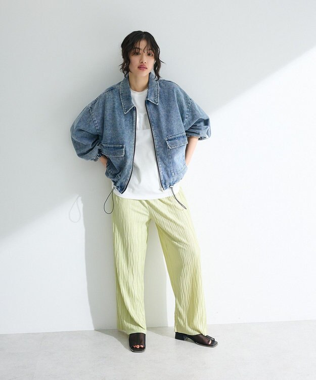 Green Parks セルフカットウェーブプリーツパンツ Light Yellow