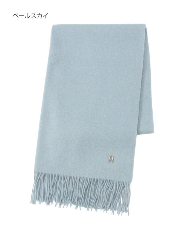 MOONBAT FURLA(フルラ）【WEB限定】ウール100％ アーチロゴ 無地ストール 190cm×60cm ペールスカイ