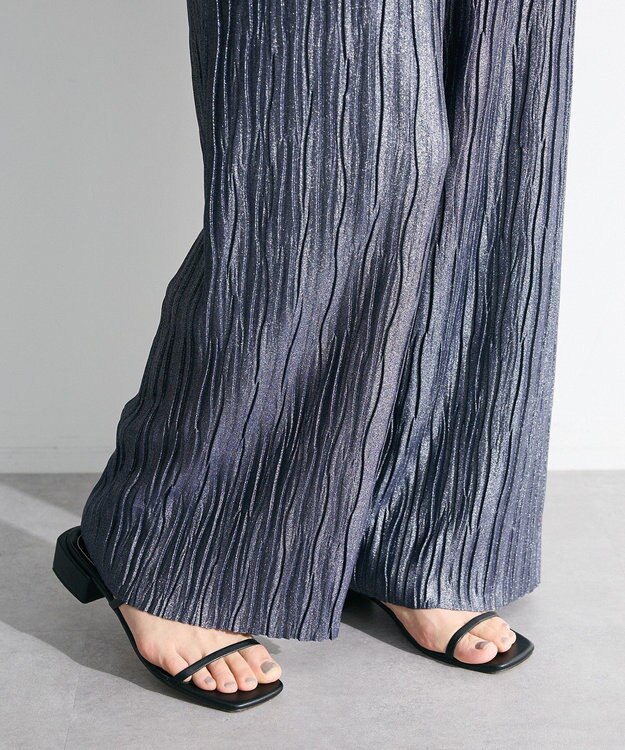 Green Parks セルフカットウェーブプリーツパンツ Navy