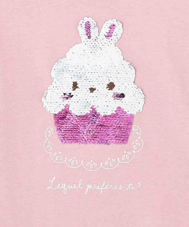 ANY KIDS ミラクルスパンコール 長袖 Ｔシャツ ピンク×ケーキ