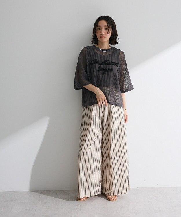 Green Parks テープロゴ透かしニットプルオーバーⅡ Charcoal Gray