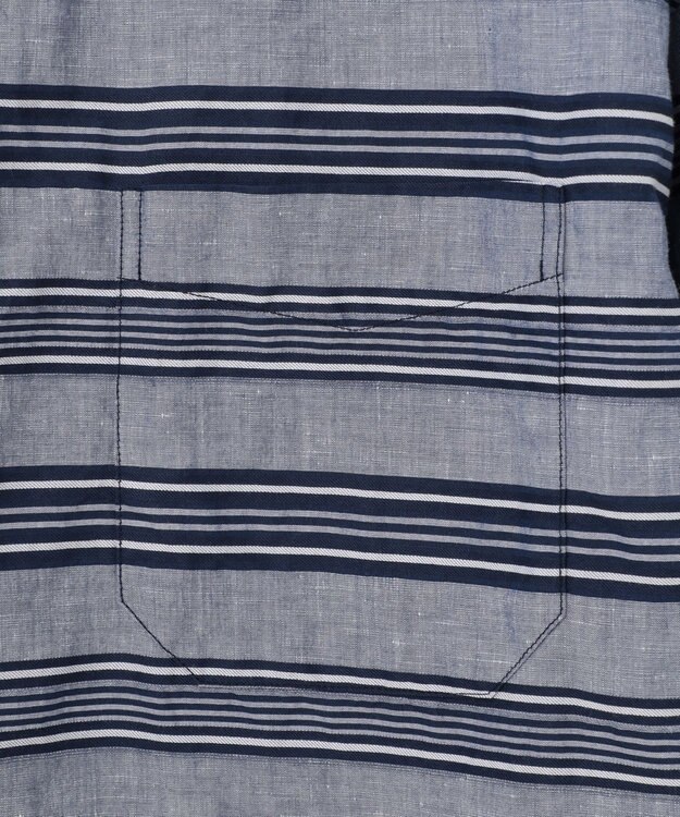 JOSEPH ABBOUD MOUNTAIN 【SPACE／UNISEX】七分袖 ランダムボーダー シャツ ネイビー系2