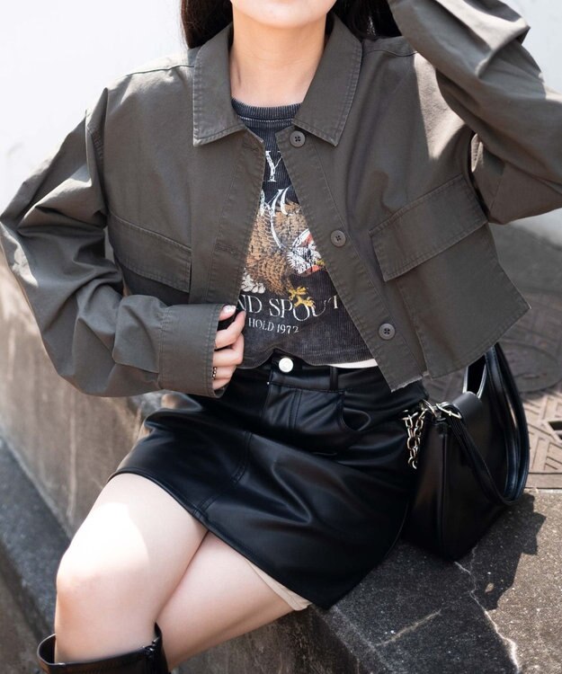 WEGO ミリタリーショートシャツ オリーブ