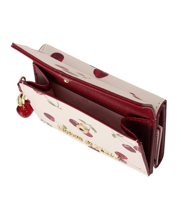 Maison de FLEUR リーフ付きチェリープチウォレット Red