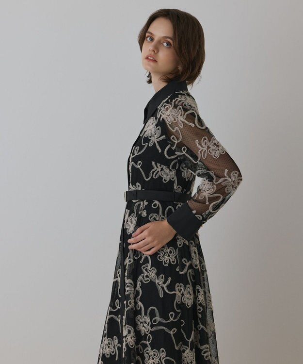 GRACE CONTINENTAL チュールコードレースワンピース ブラック