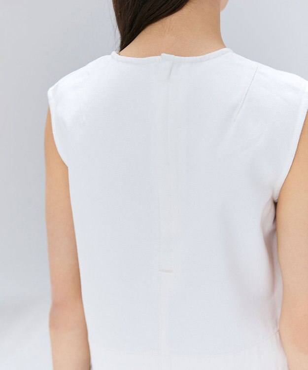 BEIGE， 【洗える・Oggi ８月号掲載】NAVIGLIO / ショート丈ノースリーブデニムブラウス White