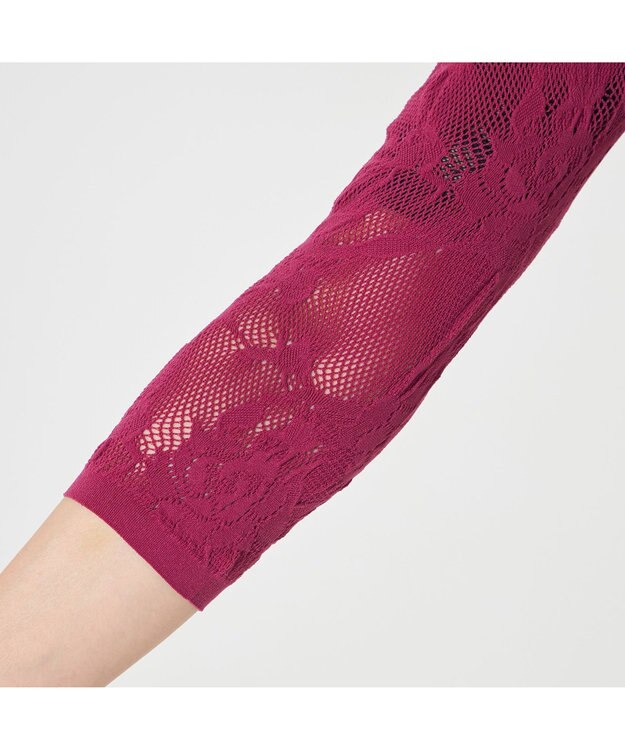 Chacott 【ノーソーイングニット】シアーレースボートネックトップ ガーネット