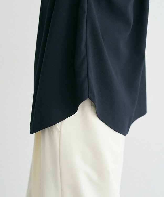 YECCA VECCA パールタックフレンチスリーブブラウス Dark Navy