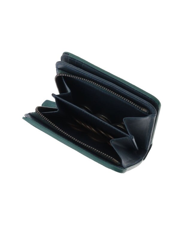 genten ダイヤカットワーク　二つ折り財布 ブルーグリーン