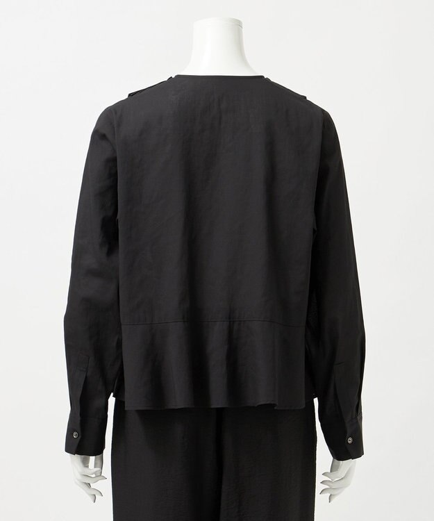 23区 【GOLD LABEL】トリアセテートオーガンジー プリーツブラウス ブラック系