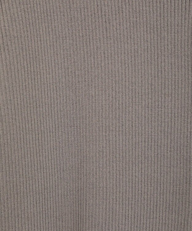 Green Parks ポロ襟5分袖リブニット Gray Beige