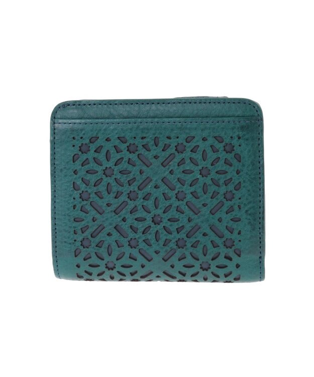genten ダイヤカットワーク　二つ折り財布 ブルーグリーン