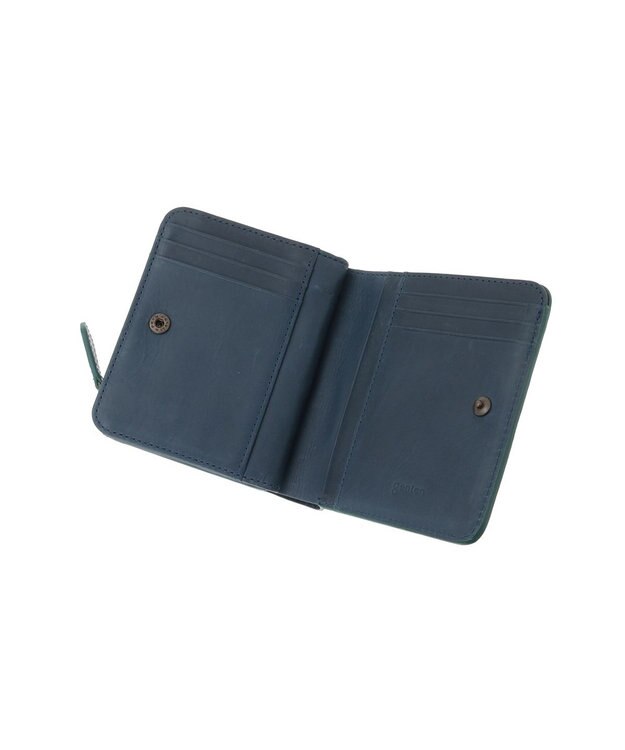 genten ダイヤカットワーク　二つ折り財布 ブルーグリーン