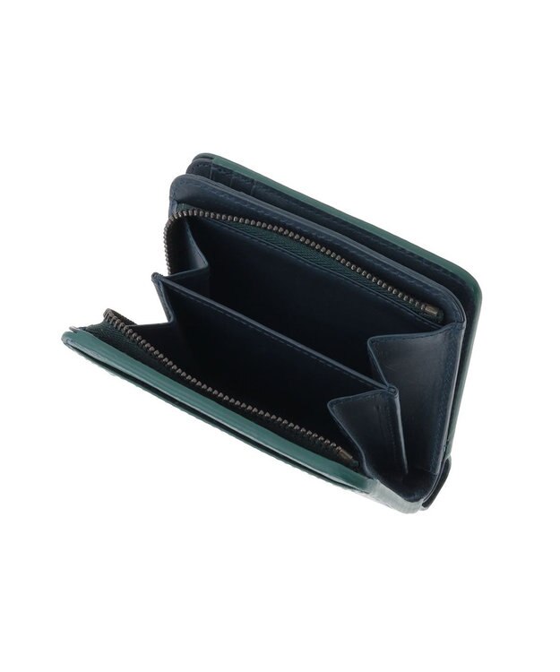 genten ダイヤカットワーク　二つ折り財布 ブルーグリーン