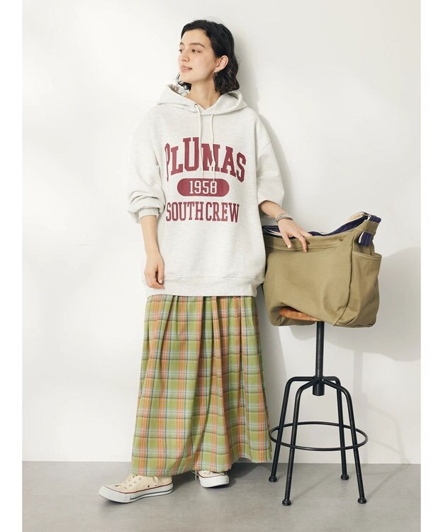 CRAFT STANDARD BOUTIQUE チェックギャザーロングスカート Light Green