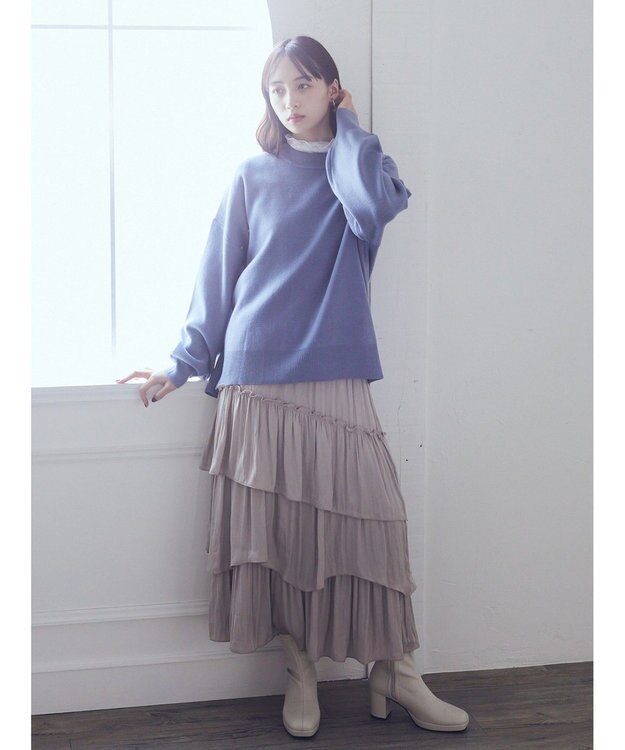 earth music&ecology アンチピリングバックスリットプルオーバー Blue