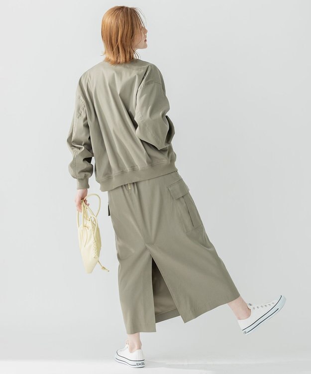 23区 【洗える】テンセルナイロンストレッチ MA-1 ブルゾン オリーブ系