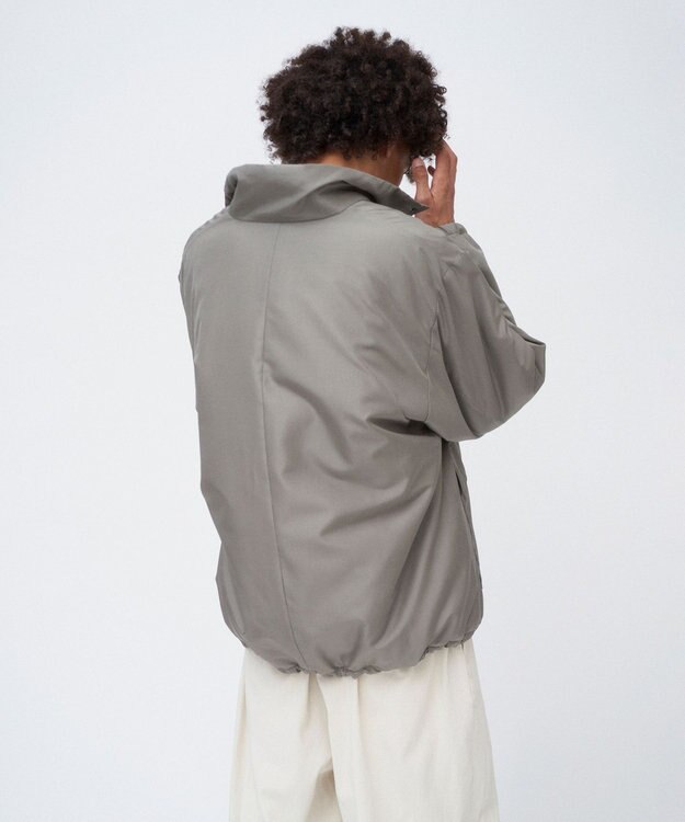 ATON ACRYLIC COATED SILK | パッドスタンドコーチジャケット - UNISEX GRAY