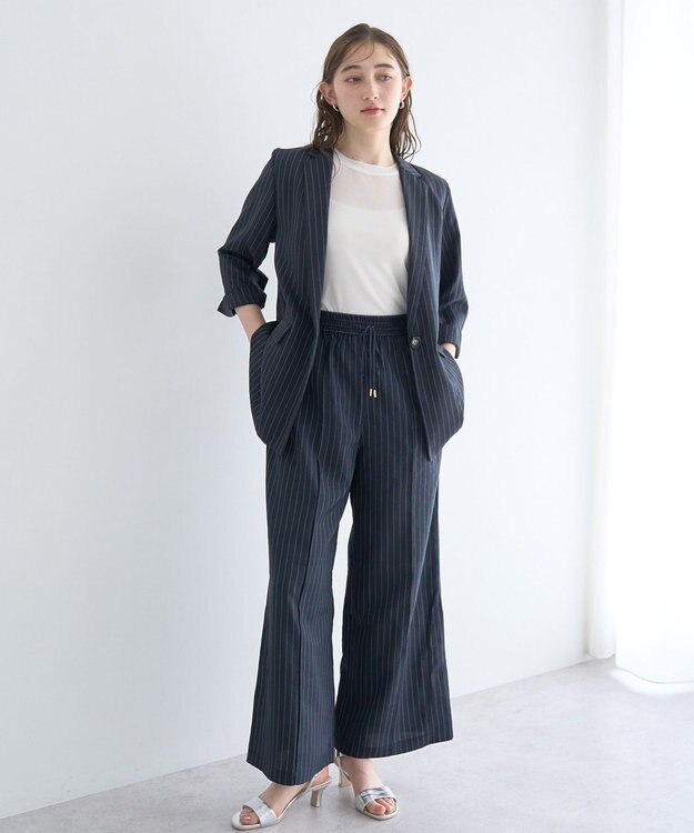 YECCA VECCA クルーネック5分袖シアートップス Off White