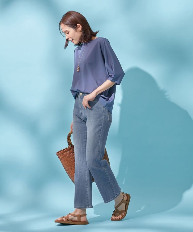 ANY 【洗濯機可/ストレッチ】デニムフレアパンツ ライトインディゴ