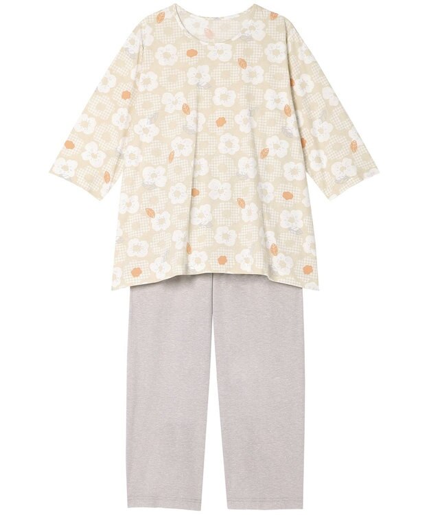 Wing ウイングスリープ パジャマ 7分袖 8分丈 綿100％ 天竺素材 ルームウェア レディース EP8023 ウイング／ワコール クリーム