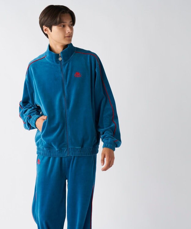 OP／FILA 【Kappa】オーバーシルエット ベロアトラックジャケット ブルー