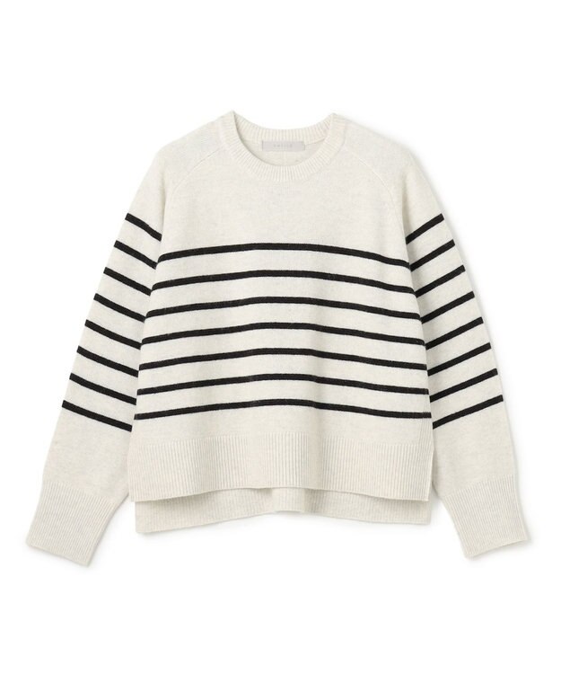 UNFILO カシミヤブレンド クルーネックニット グレーボーダー